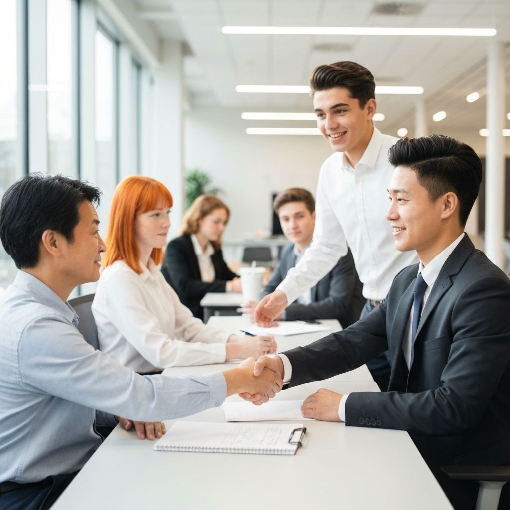 Students practicing interview skills